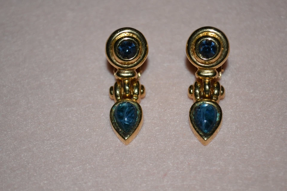 Original-Vintage-Design-Massiv-Schmuck-Pierre Lang-Ohrclips-Vergoldet-Perlen/Ste - Bild 2 von 4