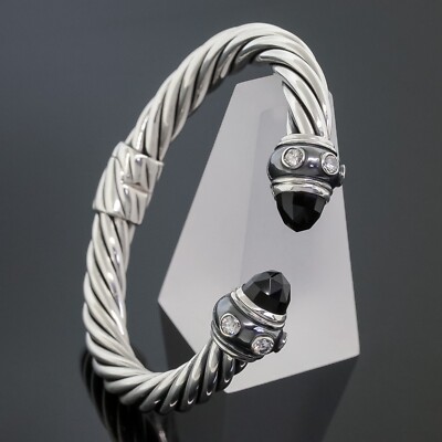 David Yurman 8mm Renaissance Cable Bracelet Black Onyx Diamond