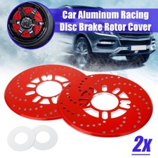 2X Red Aluminium Disc Brake Cover Car SUV Wheel Decorative Rotor Cross Drilled