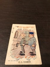 EARLY HUMOR UNPOSTED POSTCARD - TRYING HIS FIRST LAW SUIT