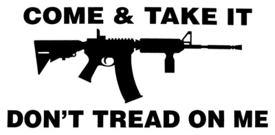 6 Pack M-4 Come & Take It Don't Tread On Me White Black Decal Bumper Sticker