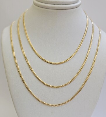 Solid 18k Yellow Gold Necklace Chain Miami Cuban Link 2mm 18