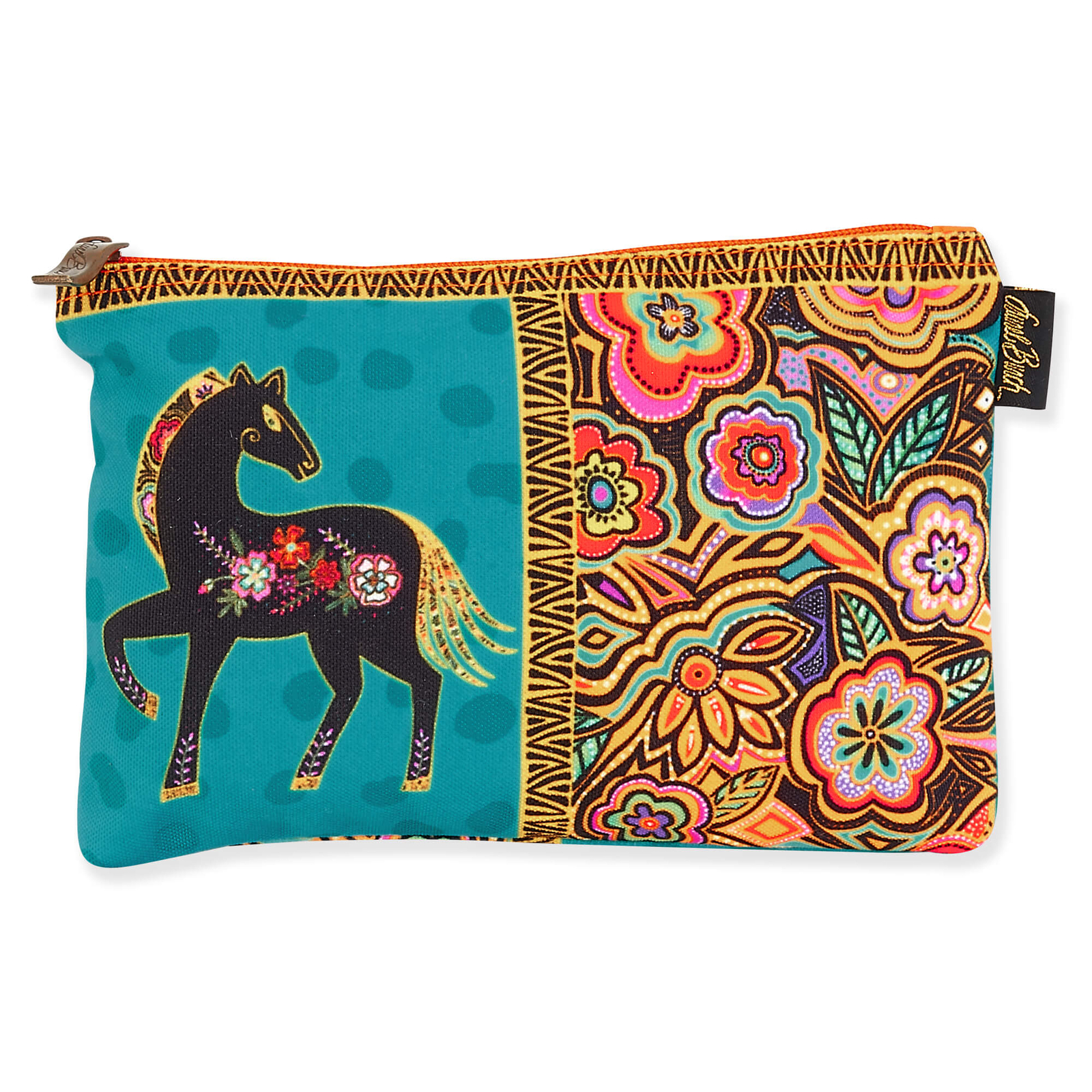 Laurel Burch Classic Horses Fiesta Mare Cosmetic Bag (black horse/flowers B)