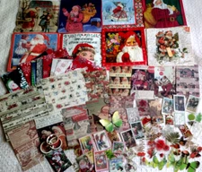 25 ANTIQUE SANTA'S CHRISTMAS Napkins & 65 PCS Mixed Media Kit LOT ~ Decoupage 