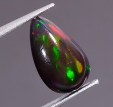 Natural Black Ethiopian Opal Pear Shape Cabochon Loose Gemstone 1 Cts 11x6x3 mm