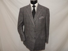 HICKEY FREEMAN NORDSTOM MEN'S GRAY WINDOWPANE 2 BUTTON DUAL VENT JACKET COAT 48R