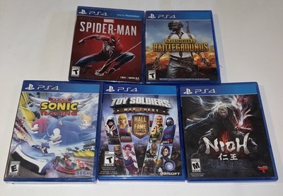 Sony PlayStation 4 Spider-Man PUBG Team Sonic Racing Toy Soldiers Nioh Lot