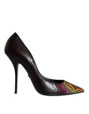 DOLCE&GABBANA Women Multicolor Pumps Python Leather Pointed Toe Stiletto Heels