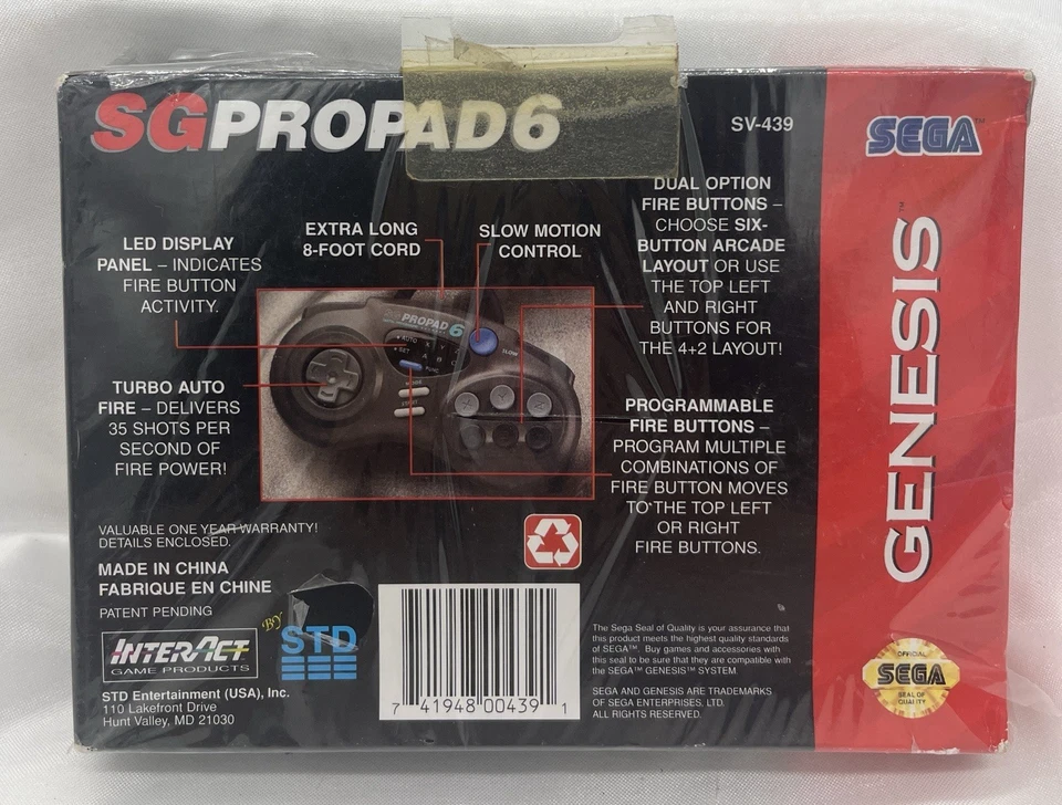 Sega Genesis SG PROPAD 6 SV-439 New Sealed - Image 2 of 2