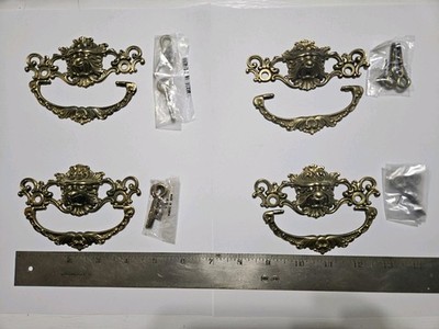 4 Vintage Metal Dragon Face Dresser Drawer or Desk Pull Handle