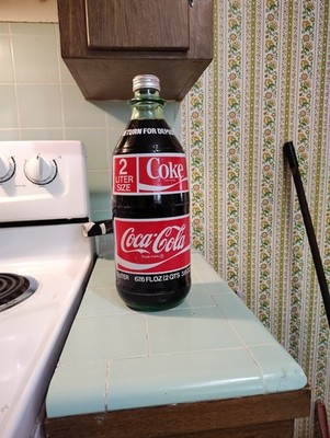 2 Liter Coca Cola Green Glass Bottle Original Soda.Never Been Opened