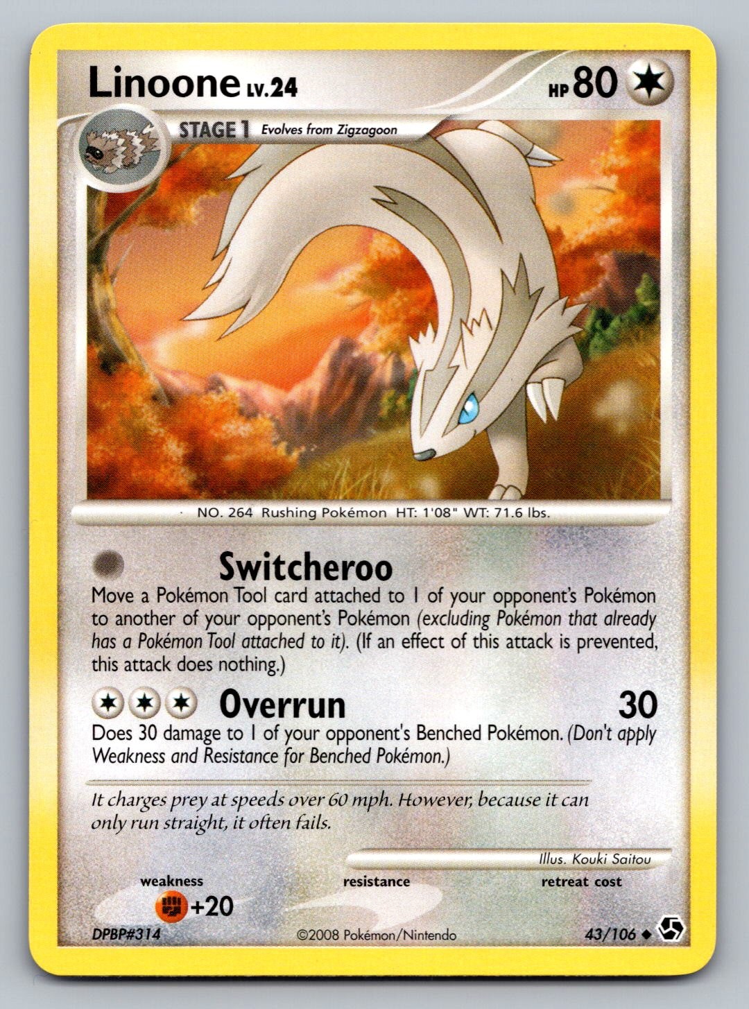 Pokemon TCG Great Encounters Linoone 43/106