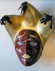 Venetian-Style Jester Masquerade Mask Featuring a Red and Black -Plaster