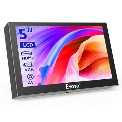 Eyoyo 5'' Inch Portable Small Video Monitor Car Rear View Monitor HDMI/VGA/BNC/AV
