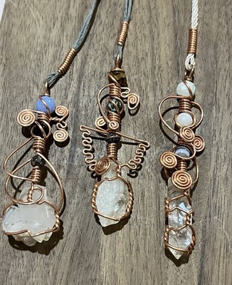Wholesale Quartz Crystal Copper Wire Wrap Wand Pendant , Reseller Lot