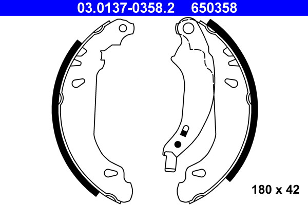 Rear ATE 03.0137-0358.2 Brake Shoe Set for DACIA,RENAULT