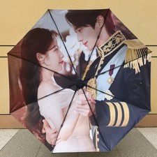 Byeon Wooseok umbrella Triple fold automatic Black rubber sunscreen umbrella
