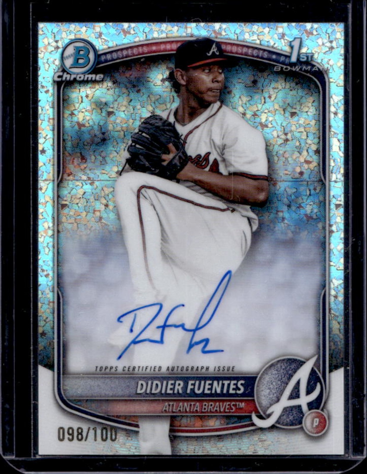 2025 Bowman Didier Fuentes Chrome Auto Mini Diamond Refractor 1st #/100 Braves