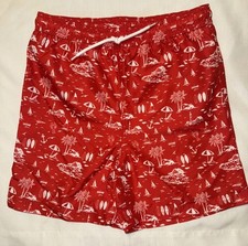 Janie And Jack Boys Size 16 Red Surf Print UPF 50 100 Recycled Fabric New Tags