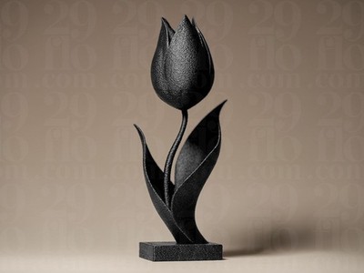 Tulip Decor Figurine | Moderne Tulpen Skulptur | Blumendeko in Schwarz |
