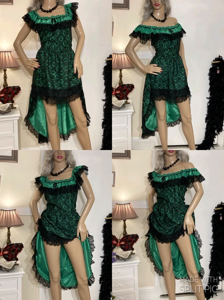 Sexy Vestido Campesino Bruja Steampunk Salón Halloween Encaje Satinado De Colección Foto 3 de 4