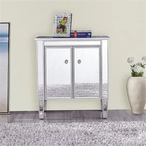 Elegant Decor Reflexion 2 Doors 24" Mirrored Accent Cabinet in Antique Silver - Picture 7 of 11