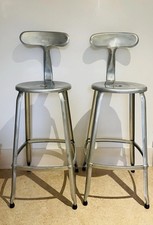 Industrial Modern Metal Bar Stools With Backrest Light Grey Set Of 2