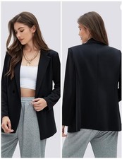 EXLURA Women  s Lightweight Knit Blazer Size L Black Business Casual