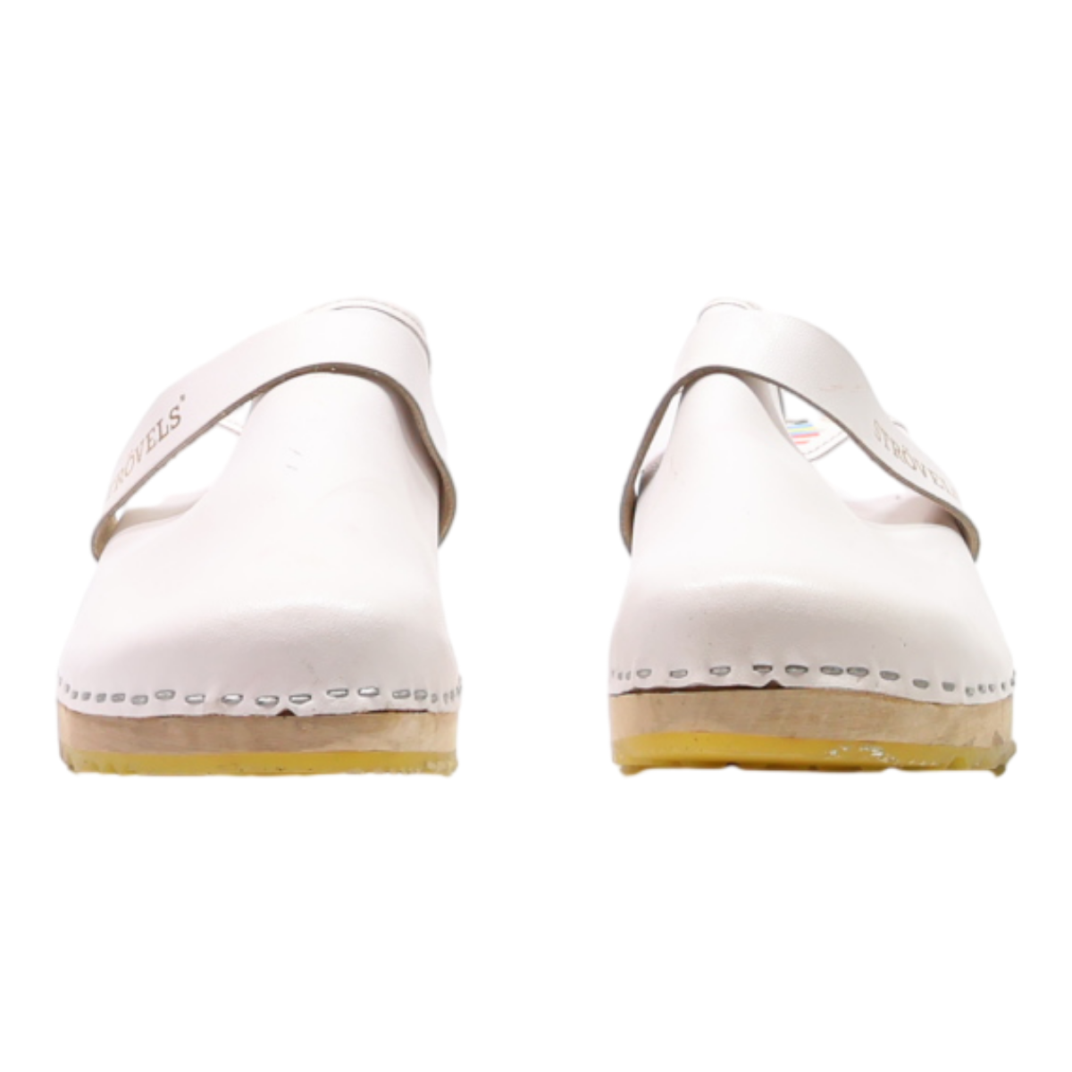 STROVELS Clog Shoes White Leather Wokmens UK 6.5 - Picture 4 of 6