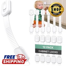 12 Pack Cabinet Locks for Baby Proofing, Child Safety Latches