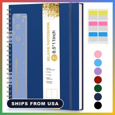 Blank Spiral Notebook Journal 8.5  x 11  , A4 Large Sketch Book for Women Men