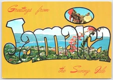 Vintage Greetings from Jamaica Montego Bay Postcard Sunny Isle 1987