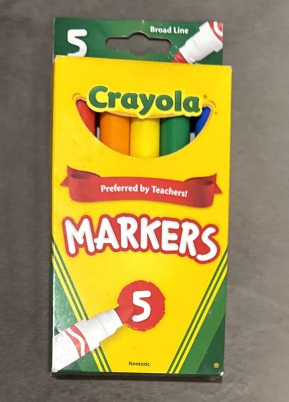 Crayola Broadline Classic Markers 5 Count New