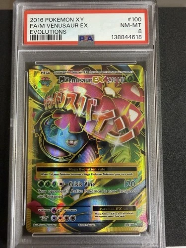Pokemon TCG M Venusaur EX 2016 XY Evolutions Full Art 100/108 PSA 8