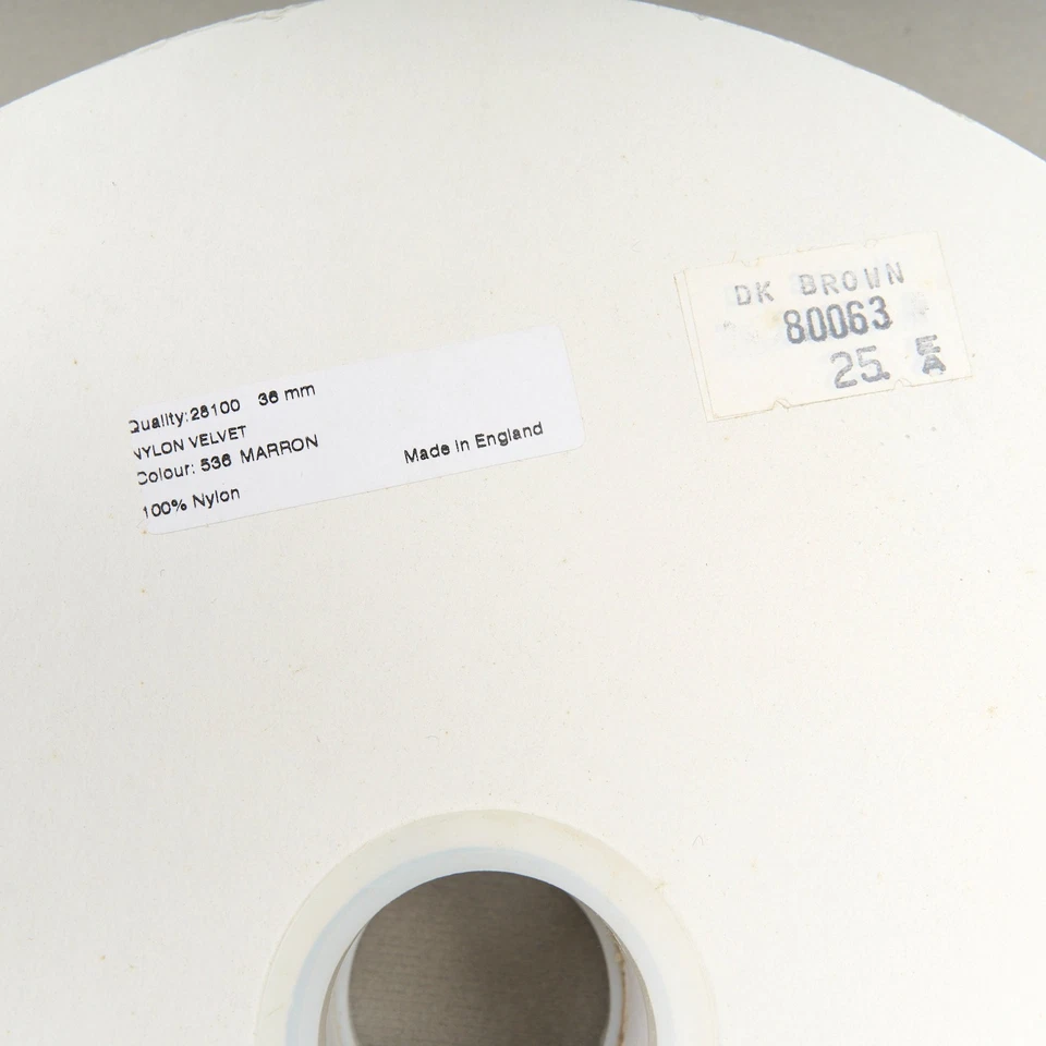 Vintage Velvet Ribbon Dark Brown 1.5" Nylon Made England 22 Yards - Image 3 of 4