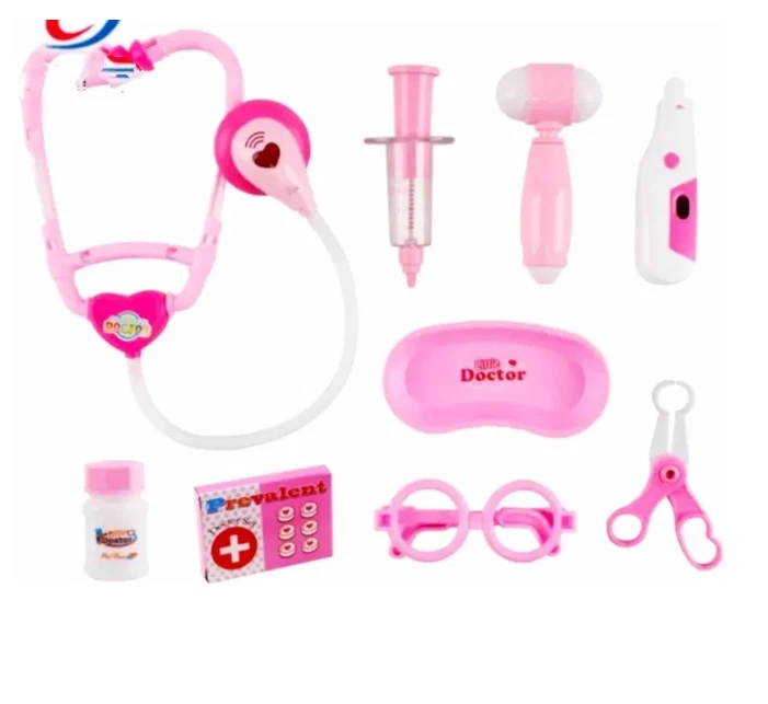 Juego médico para niños kit médico de simulación con estuche de transporte juego de regalo de juguete rosa Foto 2 de 4