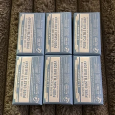 Lot Of 6 Bars Dr. Bonner's Pure Castile Bar Soap - 5oz - Unscented - New/Sealed