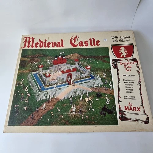 RARE/Vtg/1950’s/Marx Tin litho/Medieval Castle/Knights and Vikings/Original Box