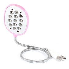 40cm Flexible Gooseneck 13 White LEDs USB Light Desk Lamp Pink for Laptop