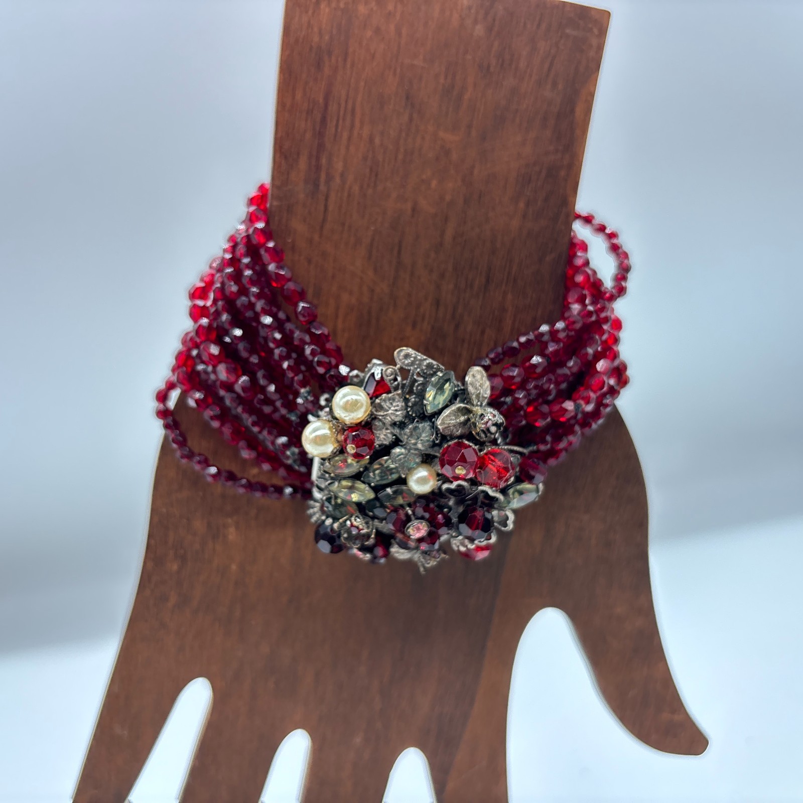 Vintage Signed EUGENE Haskell Multi Strand Ruby B… - image 2