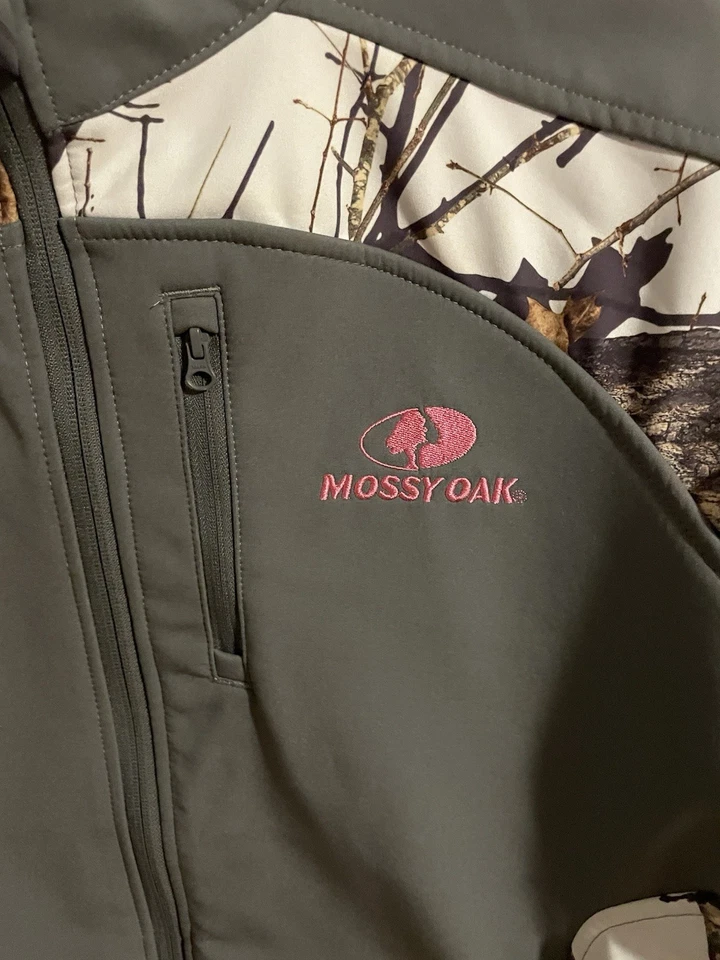 Chaqueta Mossy Oak Gris Rama Camuflada Mediana 8-10 Caza Camuflaje Exterior Vellón Foto 2 de 4