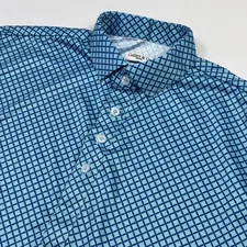 Collars & Co Shirt Mens Medium Blue Geometric Print Polo Golf Short Sleeve