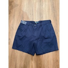 Polo Ralph Lauren Andrew Short Mens 42 Navy Blue Pleated Cotton Chino Shorts NEW