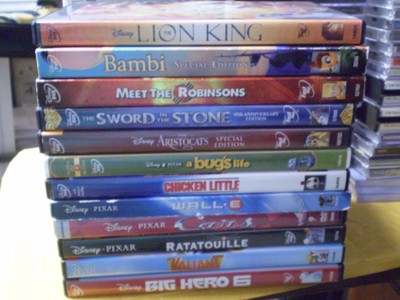 (12) Disney Pixar Children's DVD Lot: Lion King  Bambi Wall-E Cars A Bug's Life