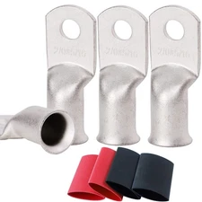 TKDMR 4pcs 2/0 Awg-5/16 Ring Marine Grade Copper Wire Lugs,with 31 Heat Shrin...