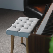 Velvet Upholstered Piano Bench: Rubberwood Legs with 300-Pound Load Capacity, Er