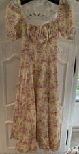 House Of CB Tallulah Lemon Puff Sleave Midi Sundress Size S
