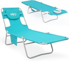 Folding Tanning Chair with Face Hole,5 Positions Face Down Beach Lounge Chairs