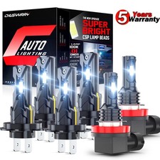 For BMW X5 2007-2013 LED Headlight Hi/Low Beam Fog Light Bulbs 6000K White Combo