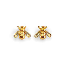 NEW 14K YELLOW GOLD BEE STUD EARRINGS WITH SCREW BACK